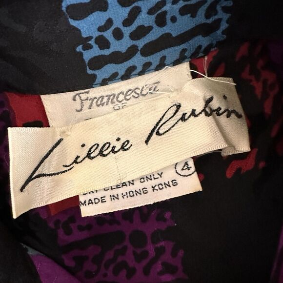 Vintage Lillie Rubin Francesca of Damon Silk Button Up Top Size 4 - Picture 9 of 10